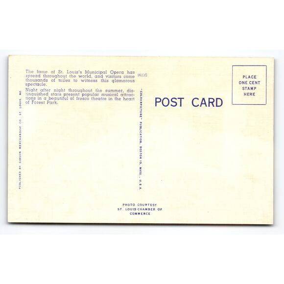 Vintage Municipal Opera Forest Park St Louis Missouri Postcard - Picture 2 of 2